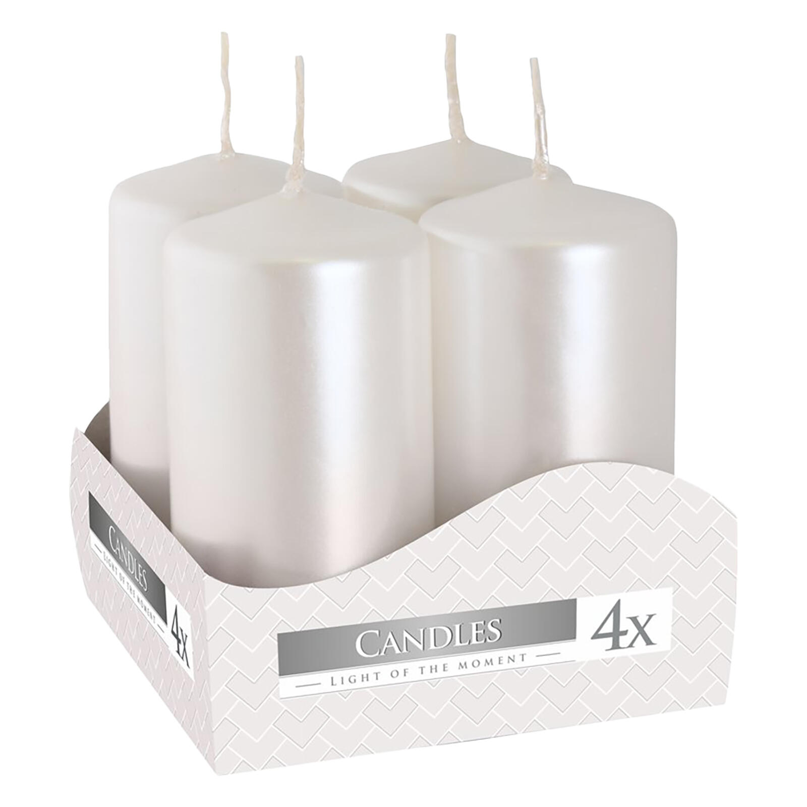 svíčka adventní 80x40mm BÍ metalická lesk. (4ks) 0.34 Kg MTA MAXMIX Sklad14 665773