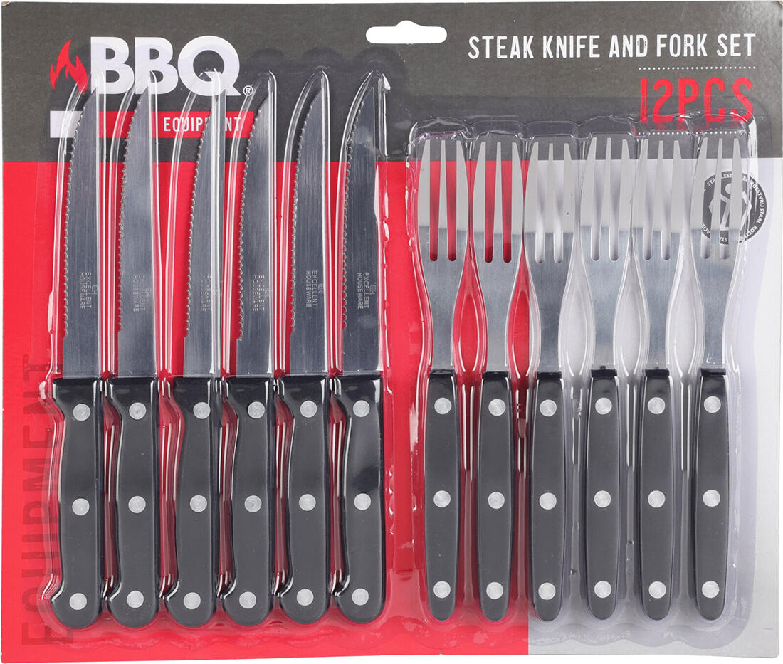 příbor steakový BBQ (6+6ks) nerez, PH rukojeť