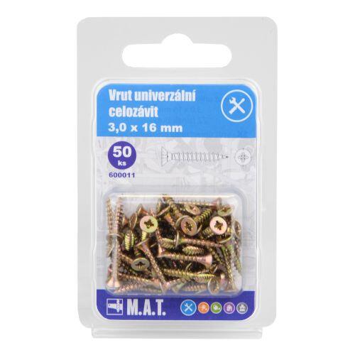 vrut un.celozávit 3,0x 16mm ZZ (50ks) 0.04 Kg MTA MAXMIX Sklad14 600011