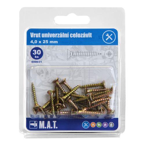vrut un.celozávit 4,0x 25mm ZZ (30ks) 0.06 Kg MTA MAXMIX Sklad14 600031