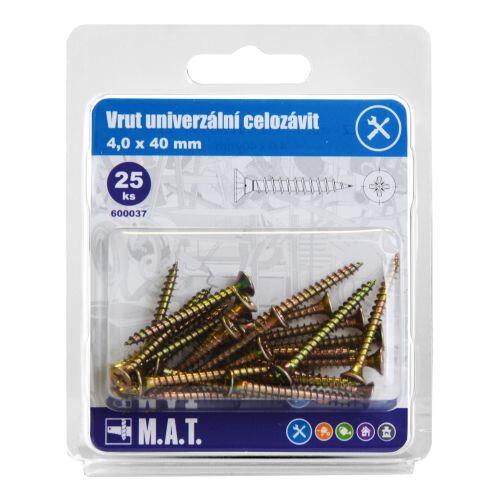 vrut un.celozávit 4,0x 40mm ZZ (25ks) 0.07 Kg MTA MAXMIX Sklad14 600037