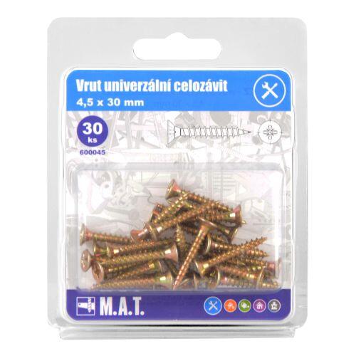 vrut un.celozávit 4,5x 30mm ZZ (30ks) 0.08 Kg MTA MAXMIX Sklad14 600045