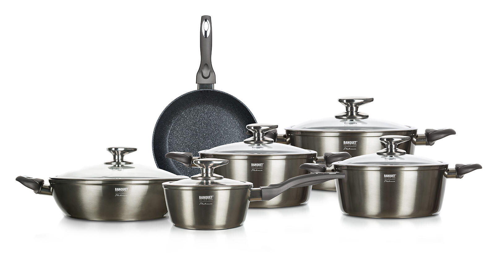sada nádobí METALLIC PLATINUM 11díl. nepřiln.povrch