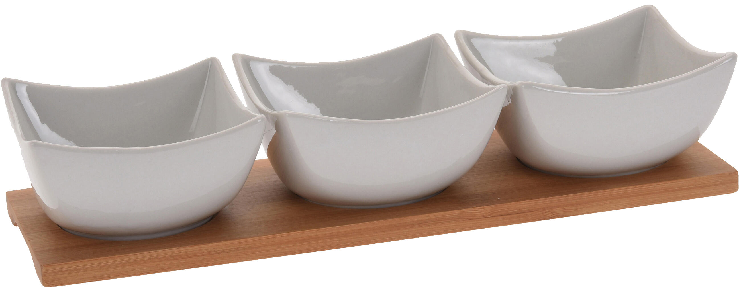 miska servírovací sada 4díl.(1xbambus.tác 30x10cm+3xmiska porcelán 9,5x5,5cm BÍ) 0.81 Kg MTA MAXMIX Sklad14 385727