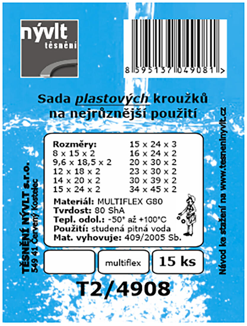 těsnění koužky MULTIFLEX G80 PH sada 15díl.  T2/4908 0.01 Kg MTA MAXMIX Sklad14 606218