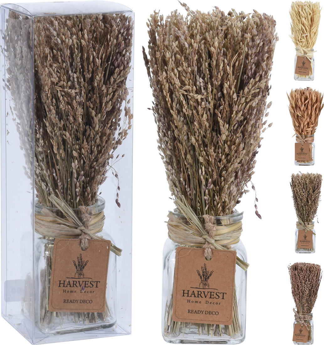 dekorace přírodní TRÁVA 22cm ve skleněné nádobě mix 0.22 Kg MTA MAXMIX Sklad14 386449