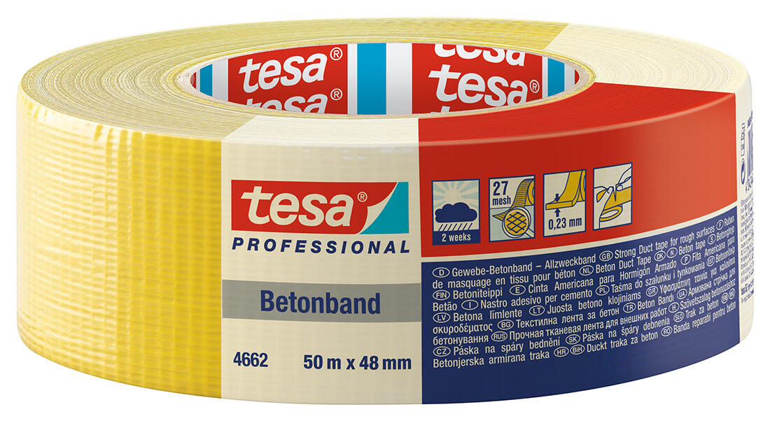 páska textilní Betonband 48mmx50m ŽL extra lepivá, UV 2týdny TESA 0.27 Kg MTA MAXMIX Sklad14 499364