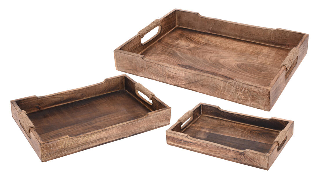 podnos 39x25,5x5cm mangové dřevo, držadlo provaz 0.15 Kg MTA MAXMIX Sklad14 386746