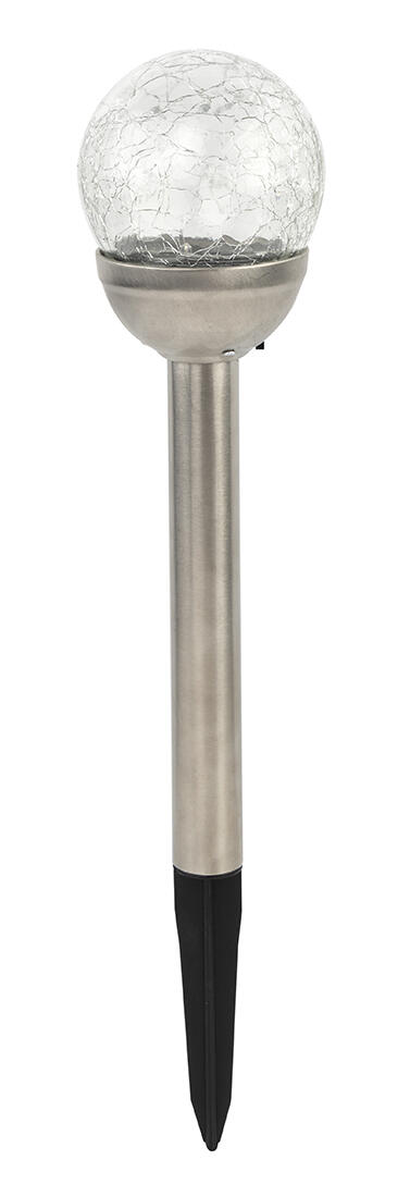 lampa solární KOULE  7,8cm, v.38cm, 1LED, čirá, nerez/sklo/PH 0.29 Kg MTA MAXMIX Sklad14 797455