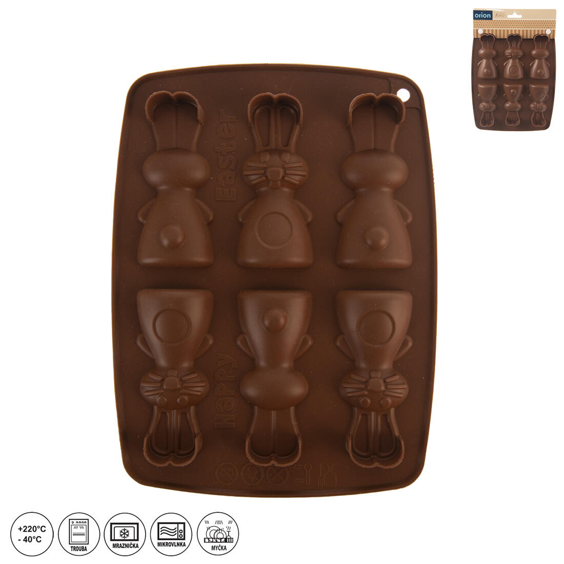 forma na čokoládu ZAJÍČCI 6ks 24x18x2cm silikon HN 0.1 Kg MTA MAXMIX Sklad14 282174
