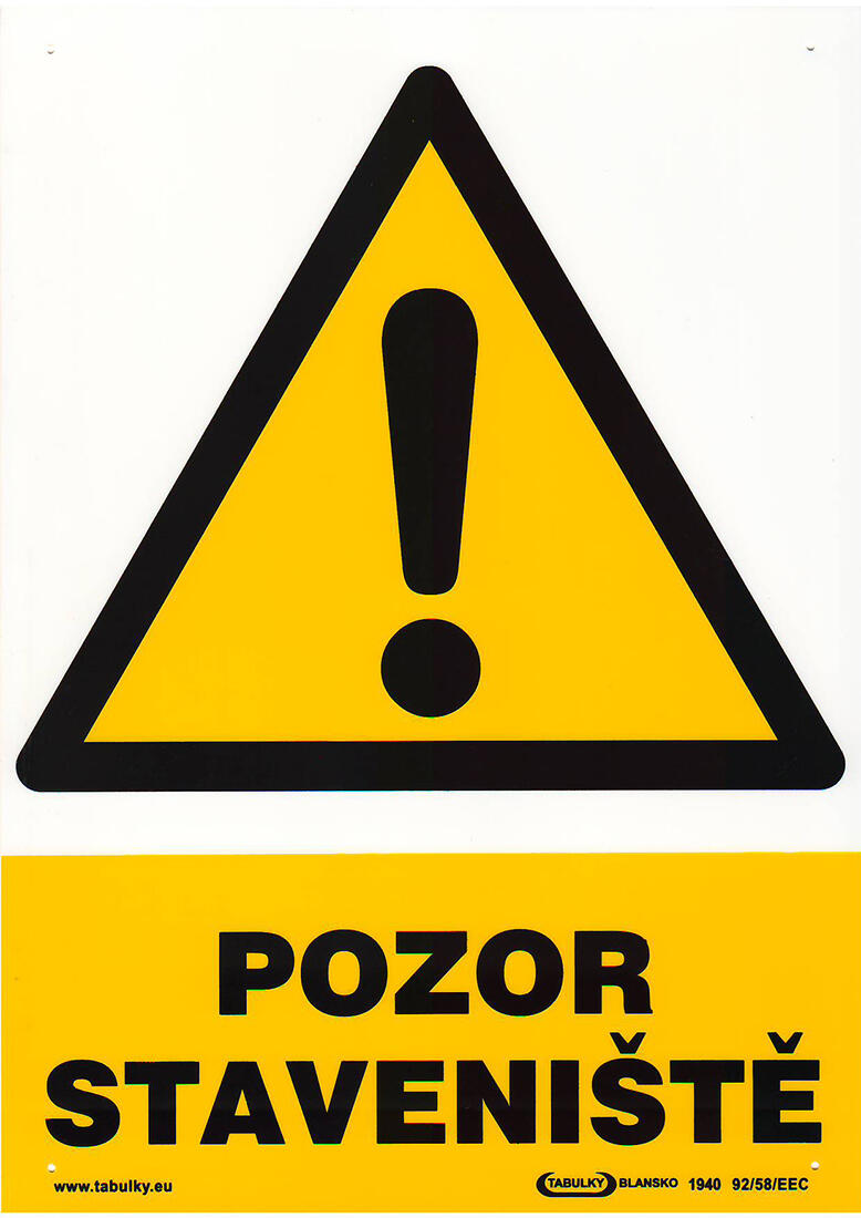 tabulka - POZOR STAVENIŠTĚ !  210x297mm (A4) PH 0.04 Kg MTA MAXMIX Sklad14 589000