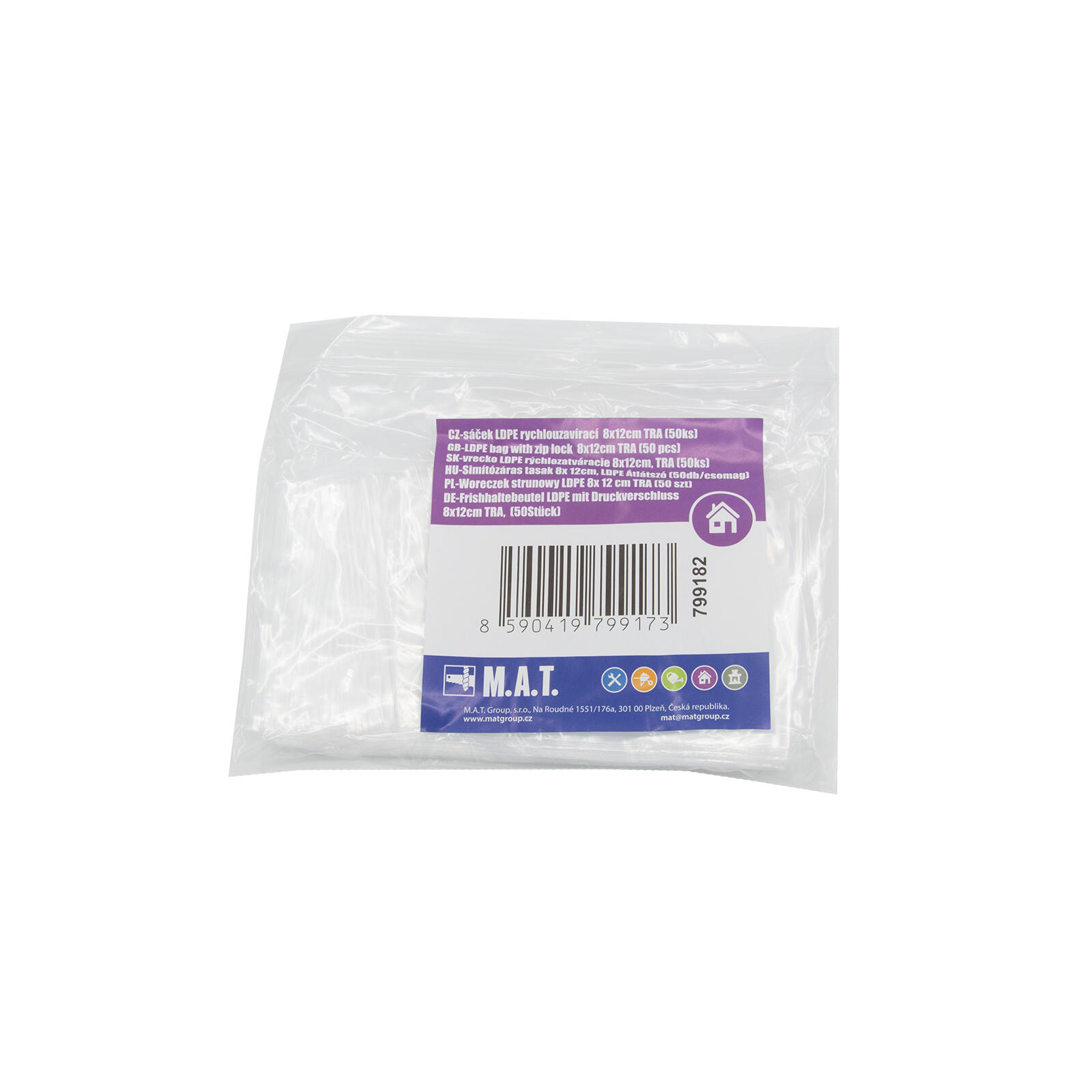 sáček LDPE rychlouzavírací  8x12cm TRA (50ks) 0.05 Kg MTA MAXMIX Sklad14 799182
