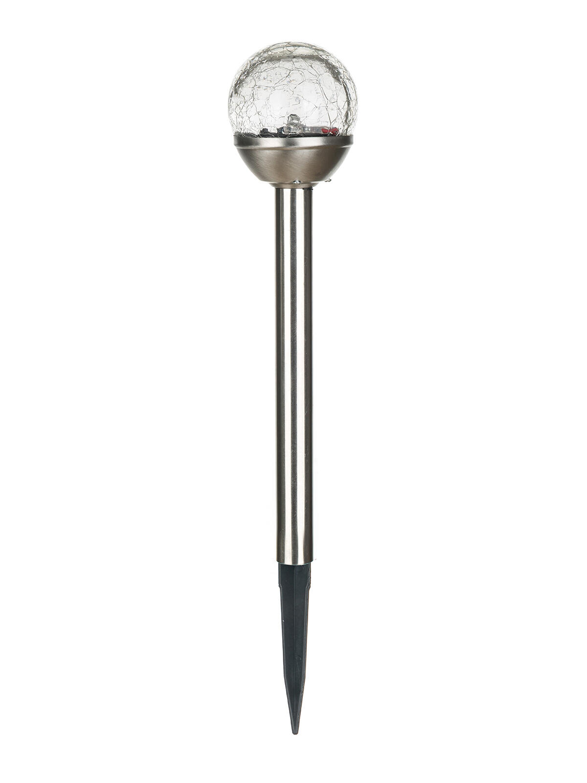 lampa solární KOULE  6cm, v.33,5cm, 1LED, nerez/sklo čirá 0.16 Kg MTA MAXMIX Sklad14 767059