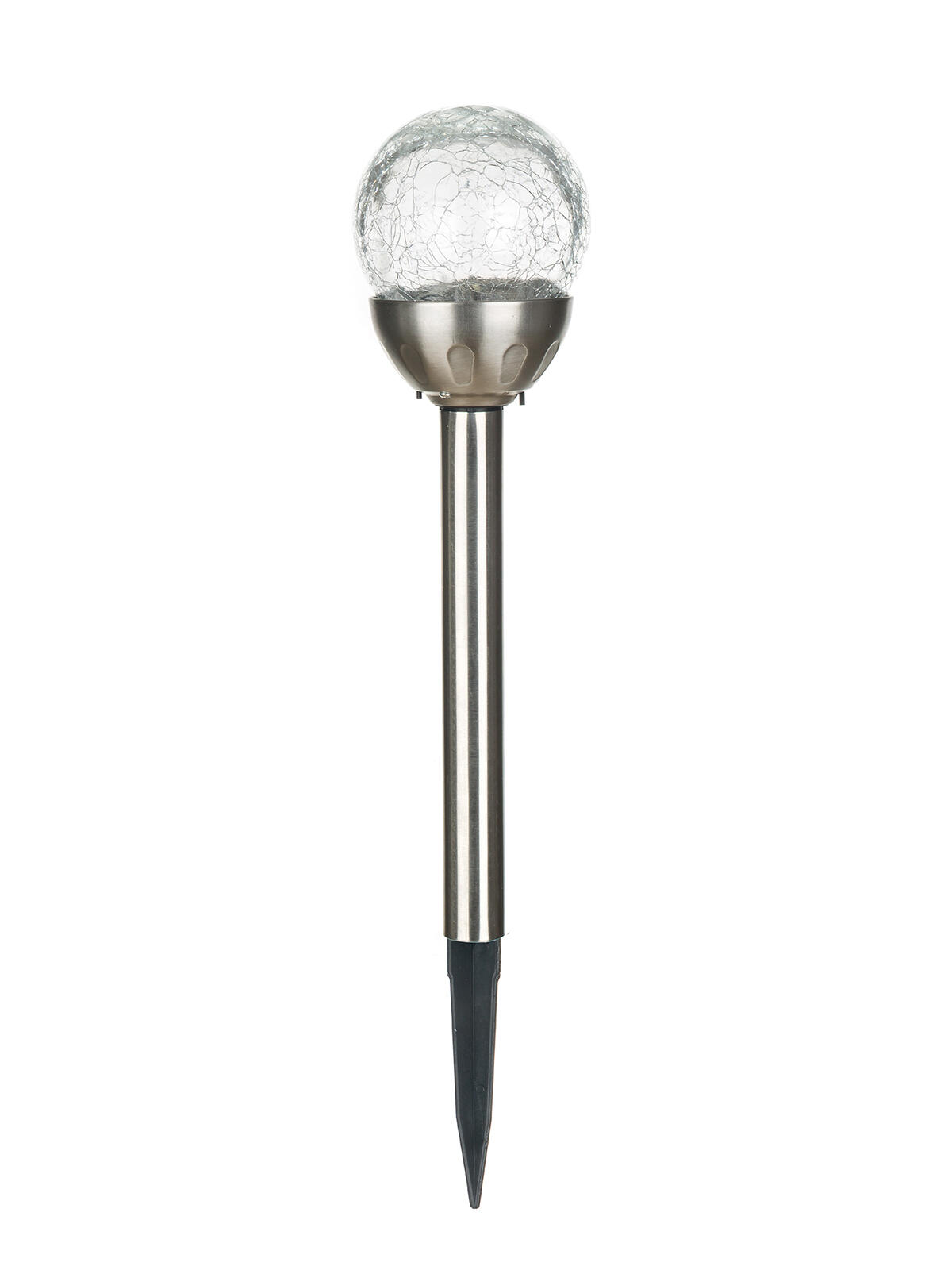 lampa solární KOULE  8cm, v.38,5cm, 2LED, nerez/sklo čirá 0.28 Kg MTA MAXMIX Sklad14 767061