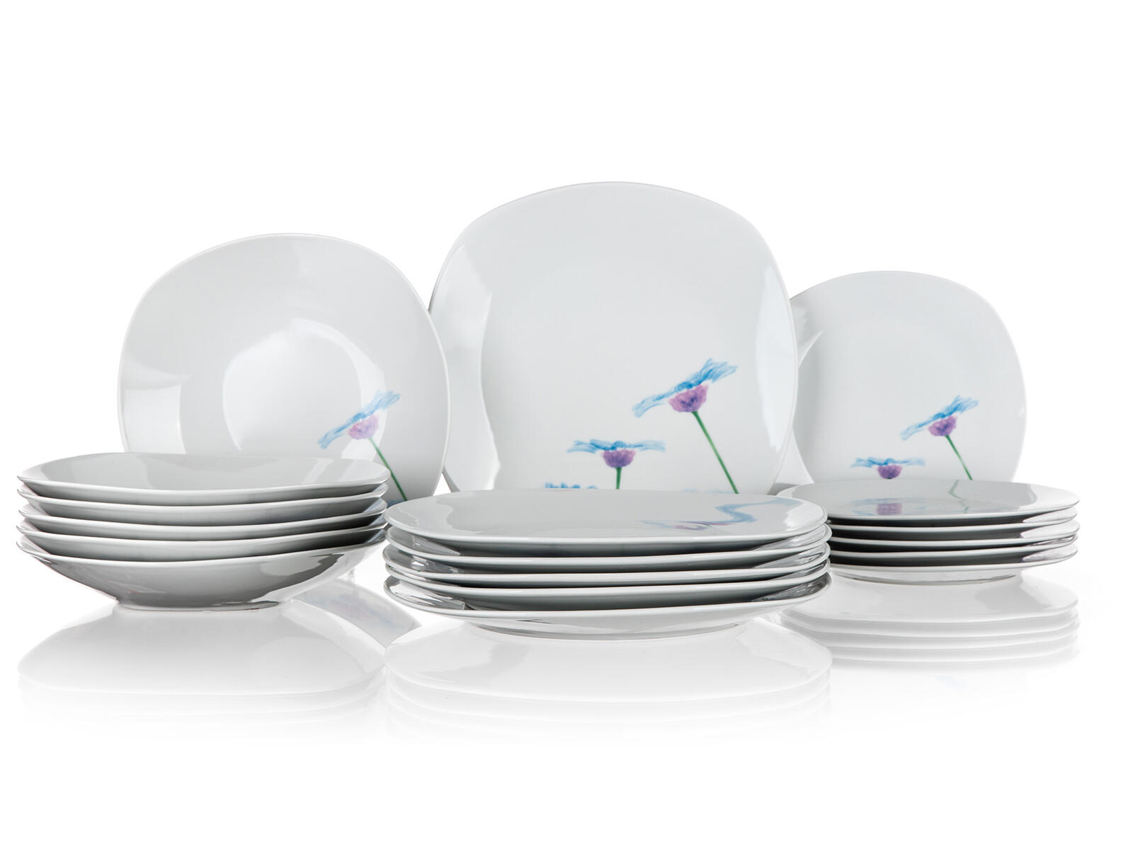 sada jídelní BLUE DAISY square 18díl. porcelánová 7 Kg MTA MAXMIX Sklad14 326906