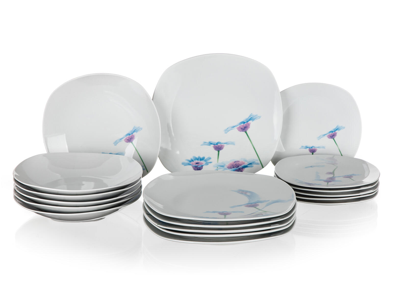 sada jídelní BLUE DAISY square 18díl. porcelánová 7 Kg MTA MAXMIX Sklad14 326906
