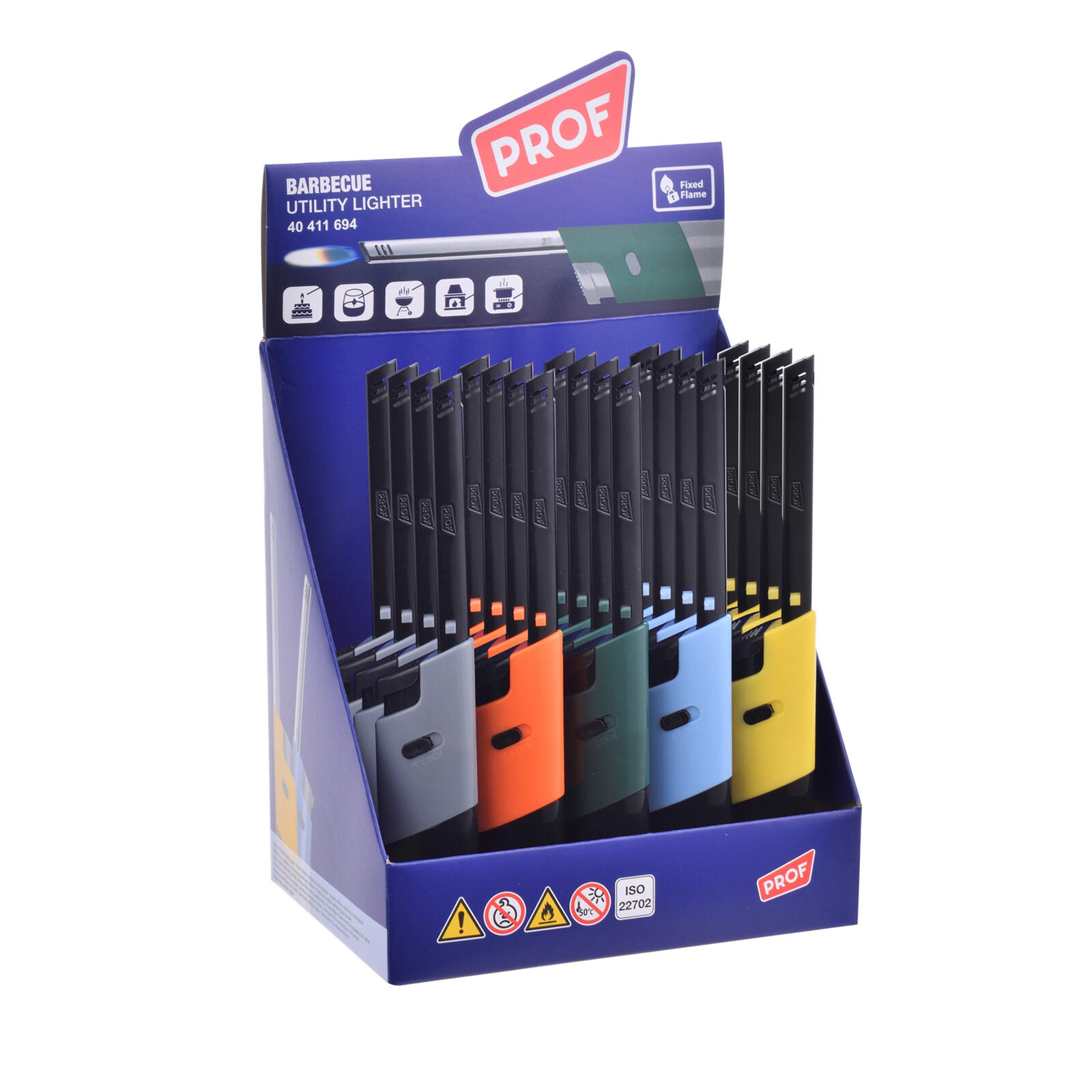 zapalovač PROF 19cm plamínkový, dětská pojistka, mix barev 0.04 Kg MTA MAXMIX Sklad14 581722