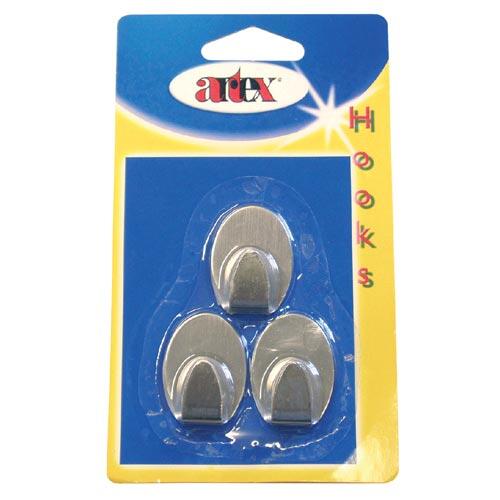 háček samolepicí ovál malý nerez  (3ks) 0.03 Kg MTA MAXMIX Sklad14 332018