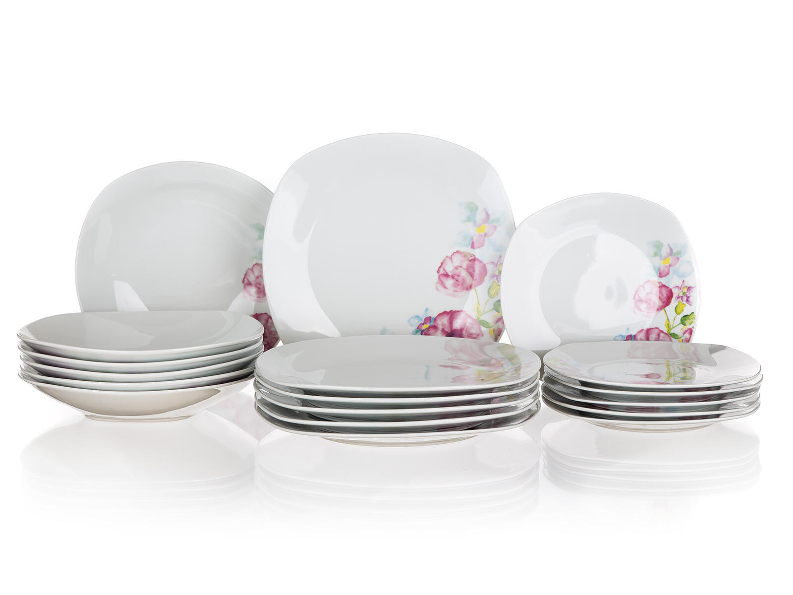 sada jídelní DOLORES square 18díl. porcelánová BÍ 8.07 Kg MTA MAXMIX Sklad14 268500