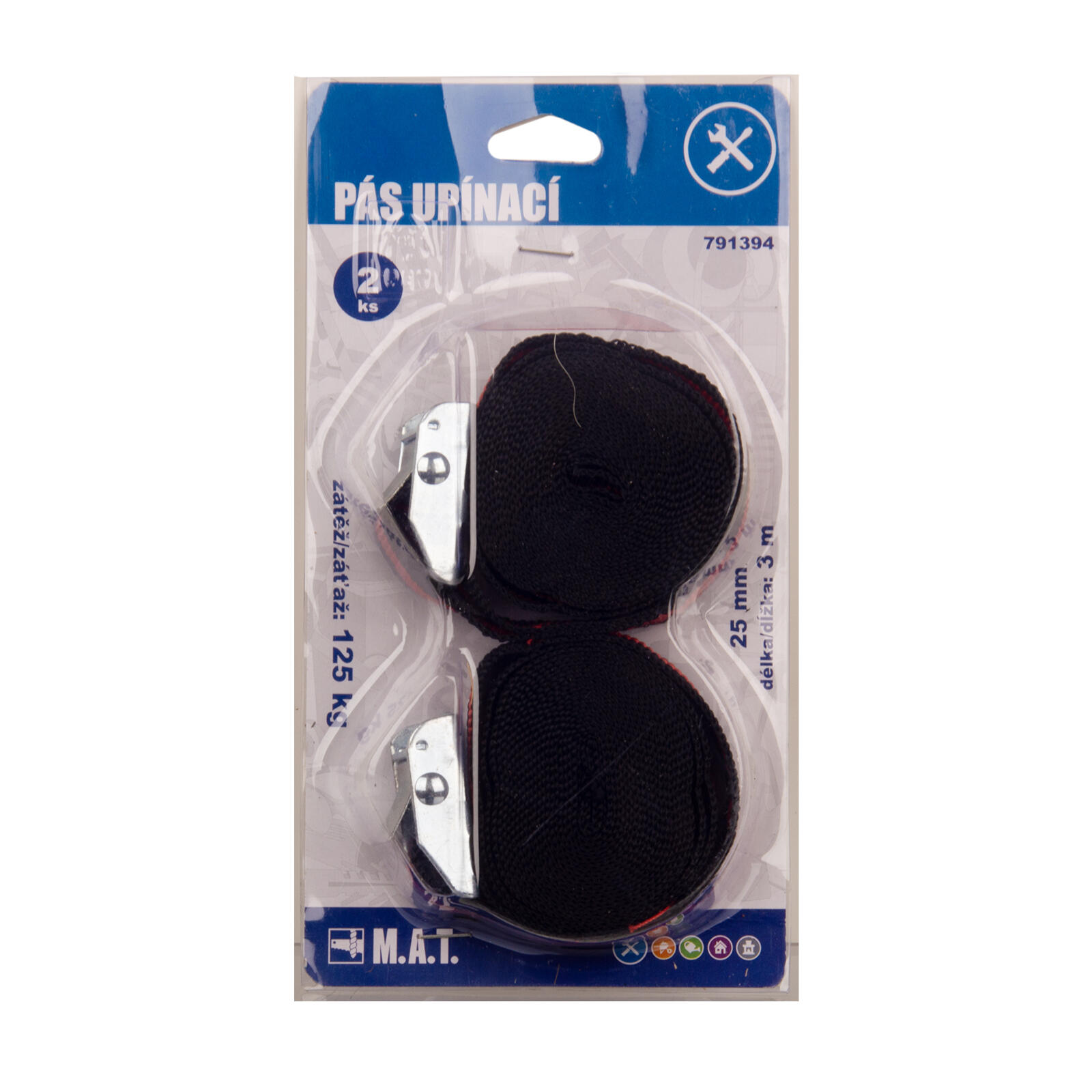 pás upínací 25mm, dl.3m, zátěž 125kg  (2ks) 0.2 Kg MTA MAXMIX Sklad14 791394