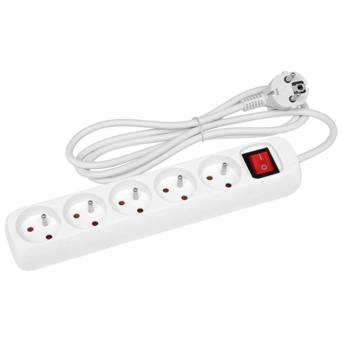 přívod prodlužovací  1,5m, 5 zásuvek s vypínačem 0.45 Kg MTA MAXMIX Sklad14 105124