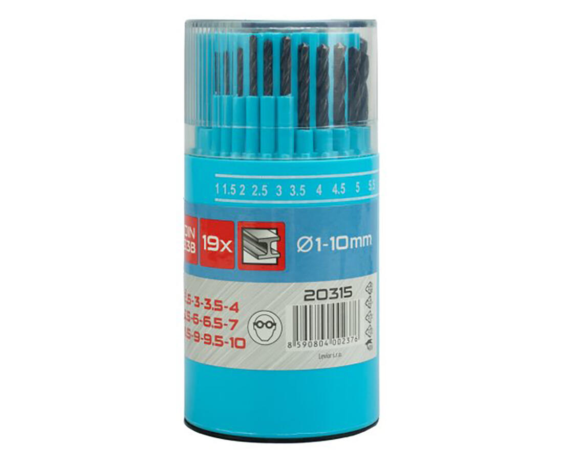 vrták do kovu sada HSS 1,0-10,0mm 19díl. válec 0.42 Kg MTA MAXMIX Sklad14 463119