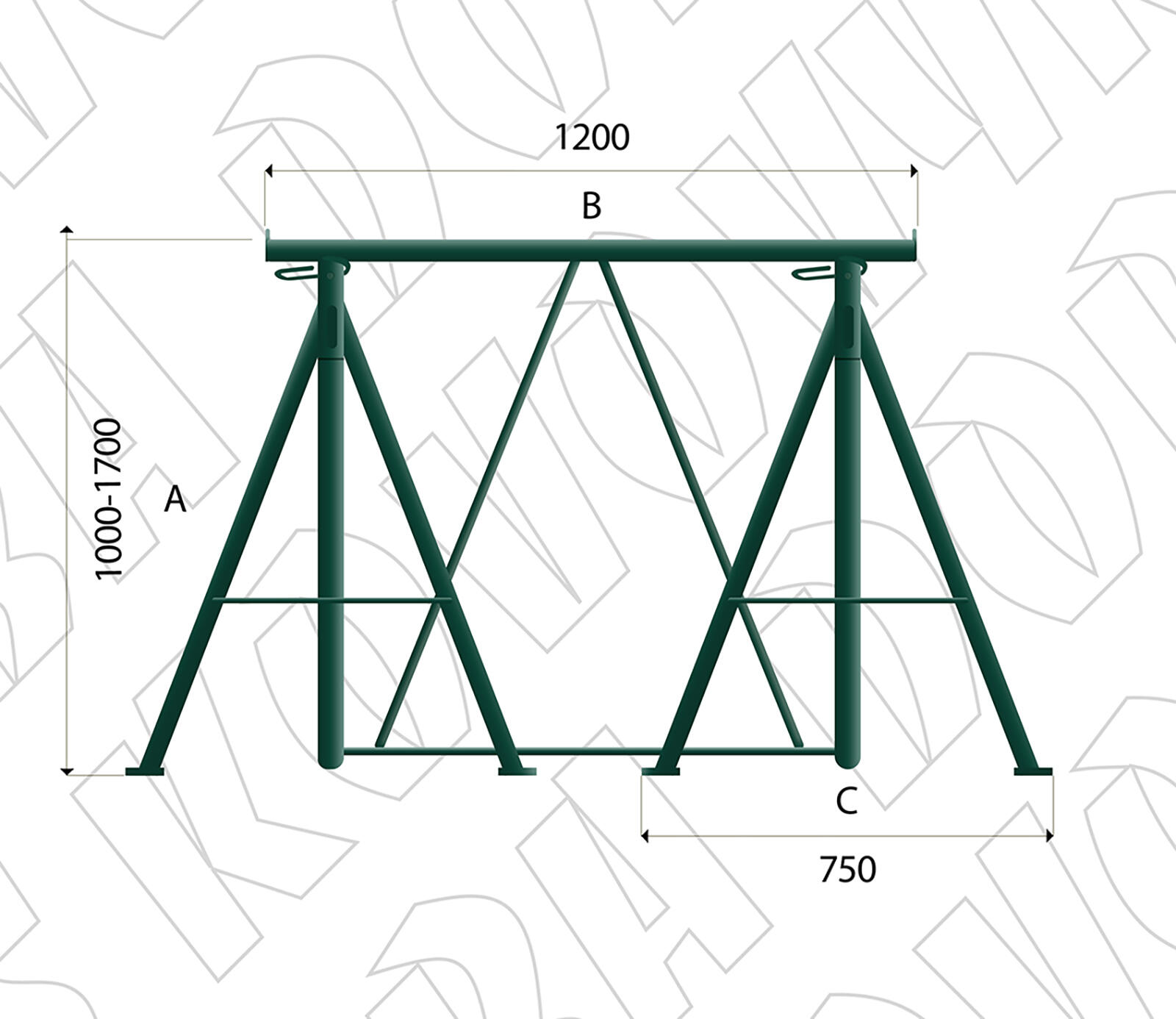 koza lešenář.š.1200mm,výsuvná skládací (max.výška 1700mm) 12 Kg MTA MAXMIX Sklad14 419041