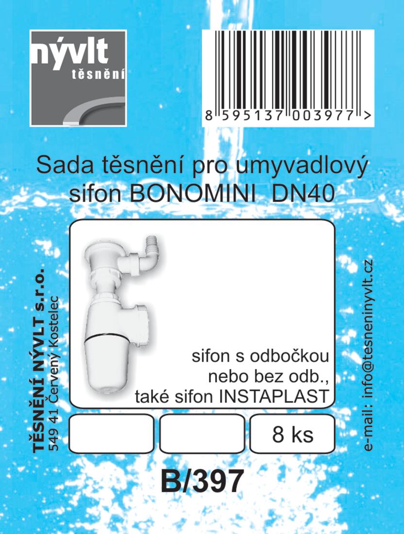 těsnění umyv.sifon BONOMINI sada 8díl.  B/397 0.02 Kg MTA MAXMIX Sklad14 607221