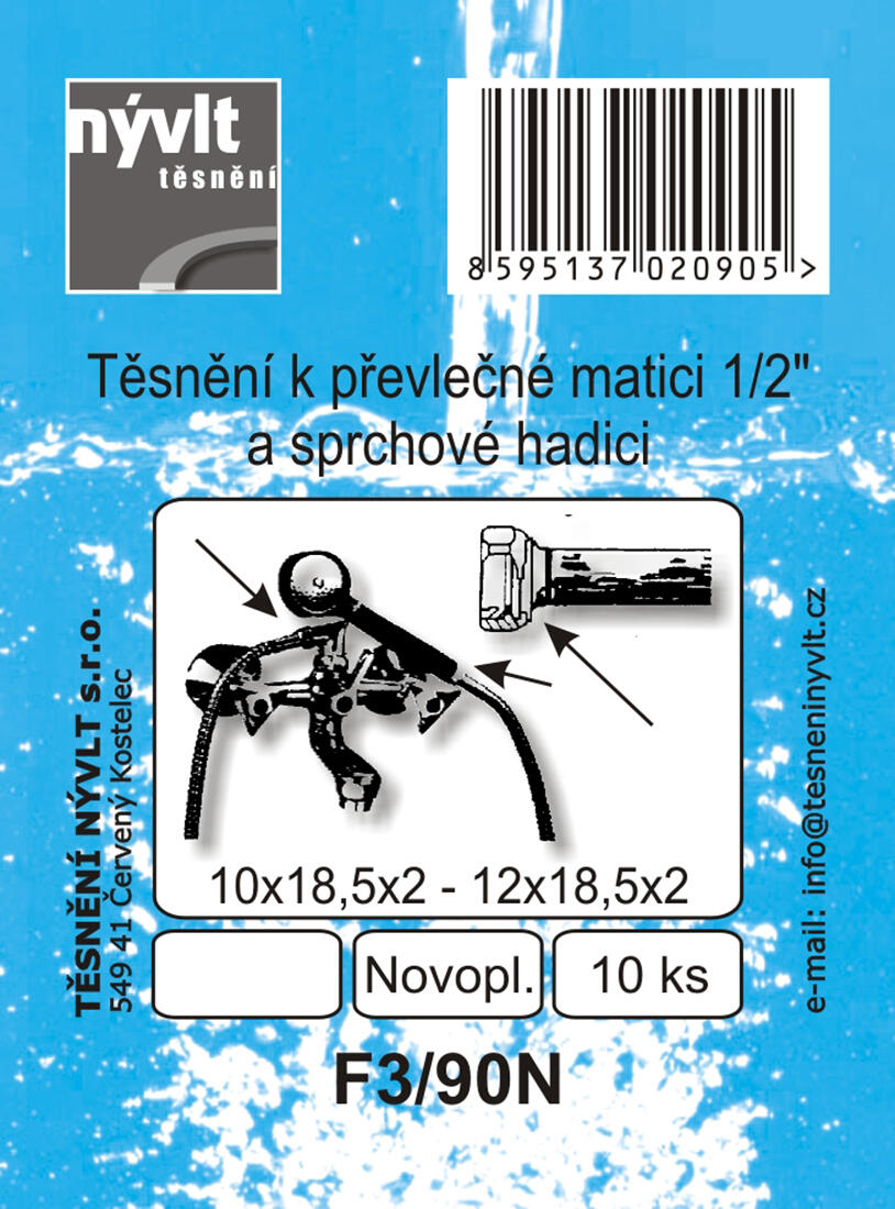 těsnění převl matice 1/2" 18x12x2mm  F3/90N (10ks) 0.01 Kg MTA MAXMIX Sklad14 606024