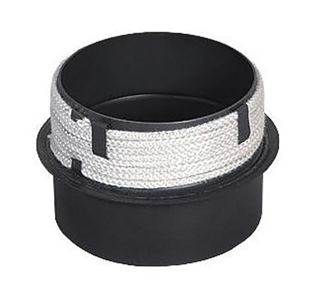 přechod do komína 200/200mm (d.160mm) t.1,5mm s těs. šnůrou ČER 1.24Kg MAT MAXMIX Sklad14 654557