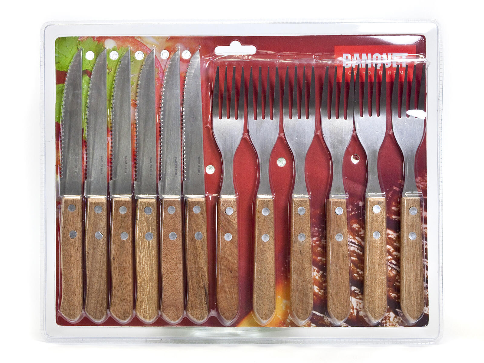 příbor steakový PARTY (6+6ks) nerez, dřev.rukojeť sv. 0.41 Kg MTA MAXMIX Sklad14 268785