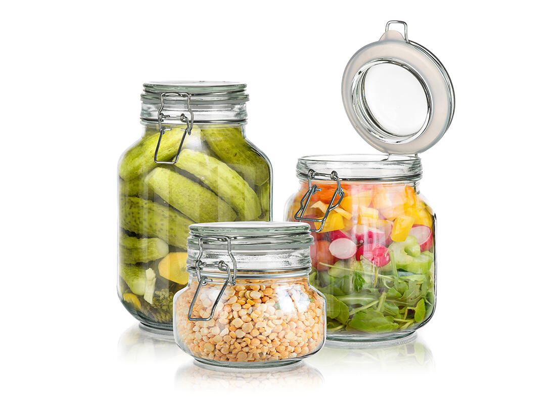 dóza hermetická hranatá 1000ml skl. s patent.uzávěrem EREA