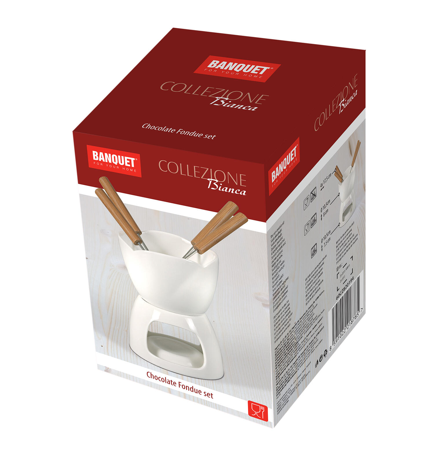 fondue na čokoládu COLLEZIONE BIANCA sada 6díl. keramická 0.62 Kg MTA MAXMIX Sklad14 268257