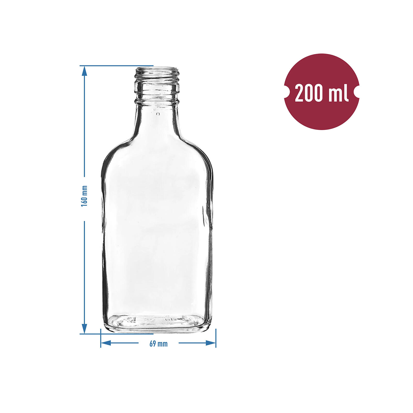 láhev placatka 200ml skleněná 0.22 Kg MTA MAXMIX Sklad14 330744