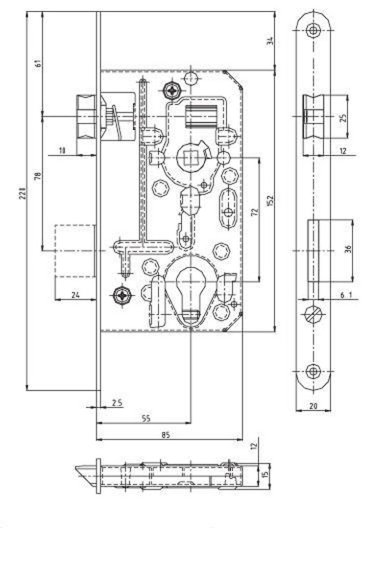 zámek zadl. K136 - 72/80 P-L BÍ Zn vložkový s převodem 0.47 Kg MTA MAXMIX Sklad14 498481