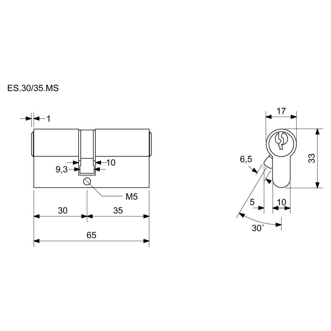 vložka cylindrická 30+35 6kl. Ms, 3.třída bezpečnosti  RICHTER 0.22 Kg MTA MAXMIX Sklad14 495003