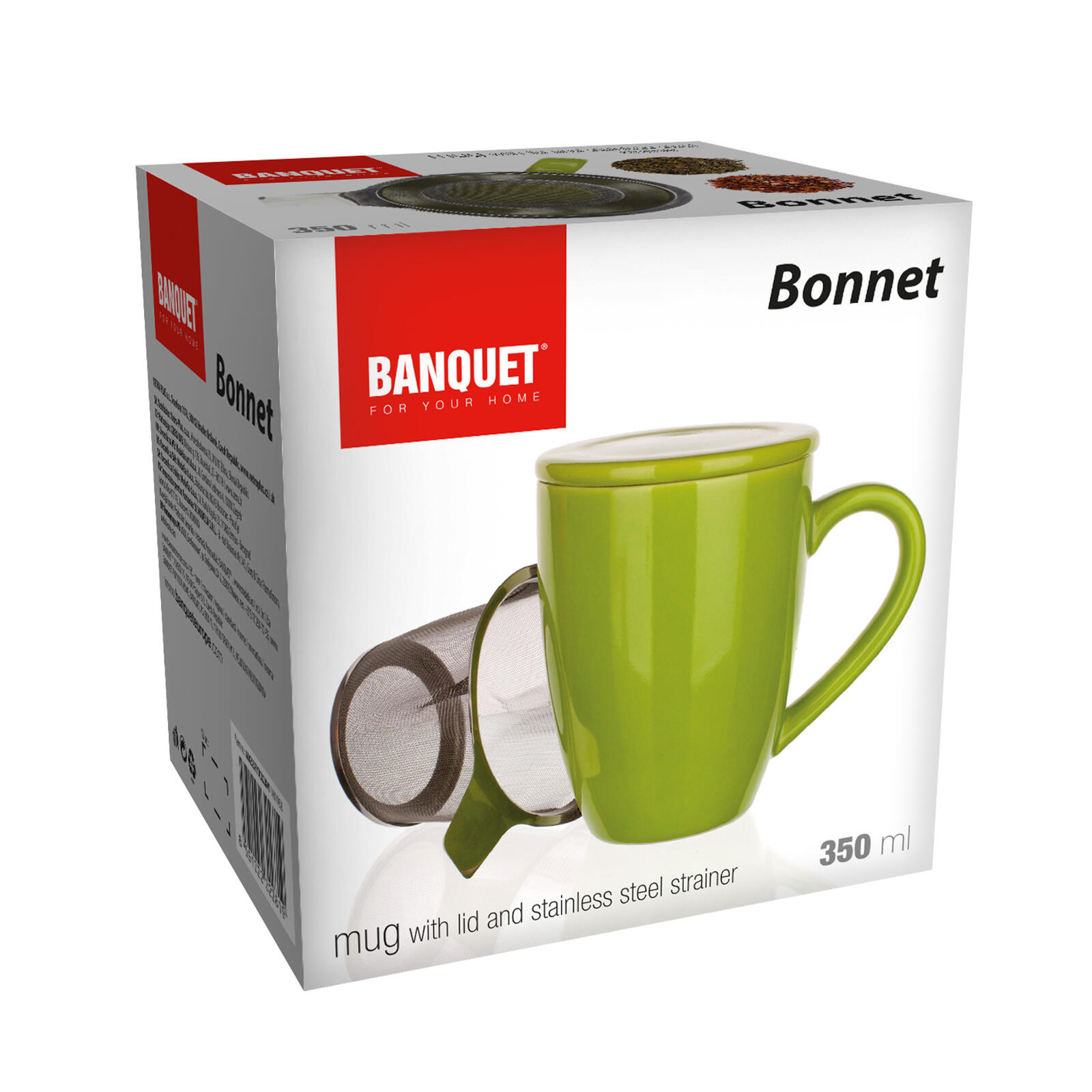 hrnek 350ml BONNET,s víčkem,keram.ZE,s nerez sítkem