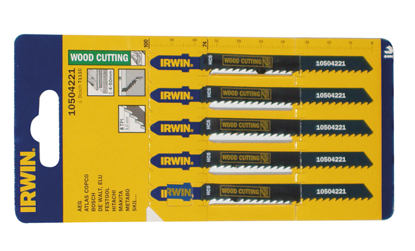 list pil.přím. sada HCS-T111C 100 dřevo,PH (5ks)  IRWIN 0.04 Kg MTA MAXMIX Sklad14 471458