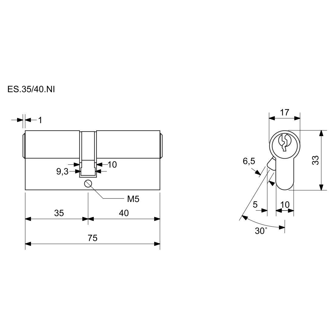 vložka cylindrická 35+40 6kl. Ni, 3.třída bezpečnosti  RICHTER 0.31 Kg MTA MAXMIX Sklad14 495012