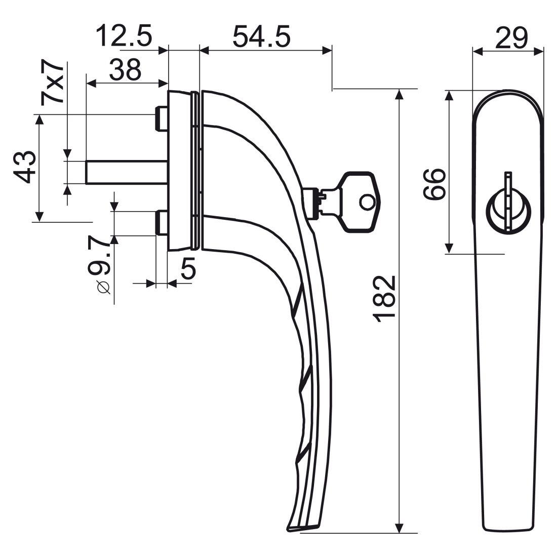 klika pro plast.okna a dveře, zamykatelná, Al BÍ  RICHTER 0.19 Kg MTA MAXMIX Sklad14 495031