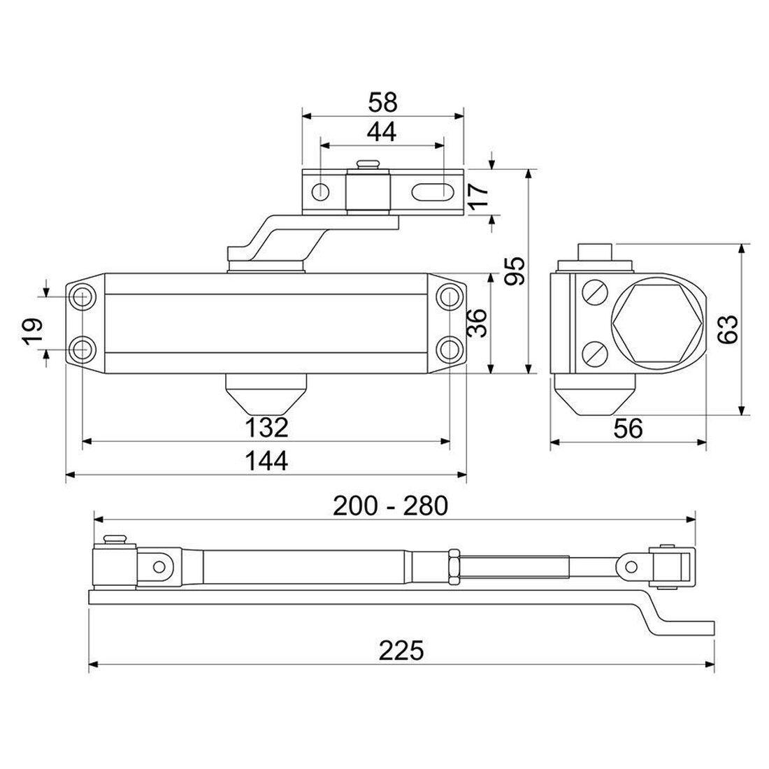 zavírač dveřní RZ.202  20-45kg STŘ  RICHTER 1.09 Kg MTA MAXMIX Sklad14 495020