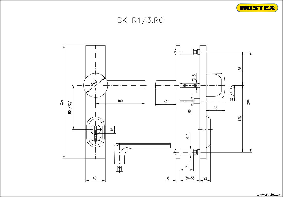 kování bezp. R4/90mm bez vložky Cr-nerez 1.49 Kg MTA MAXMIX Sklad14 496078