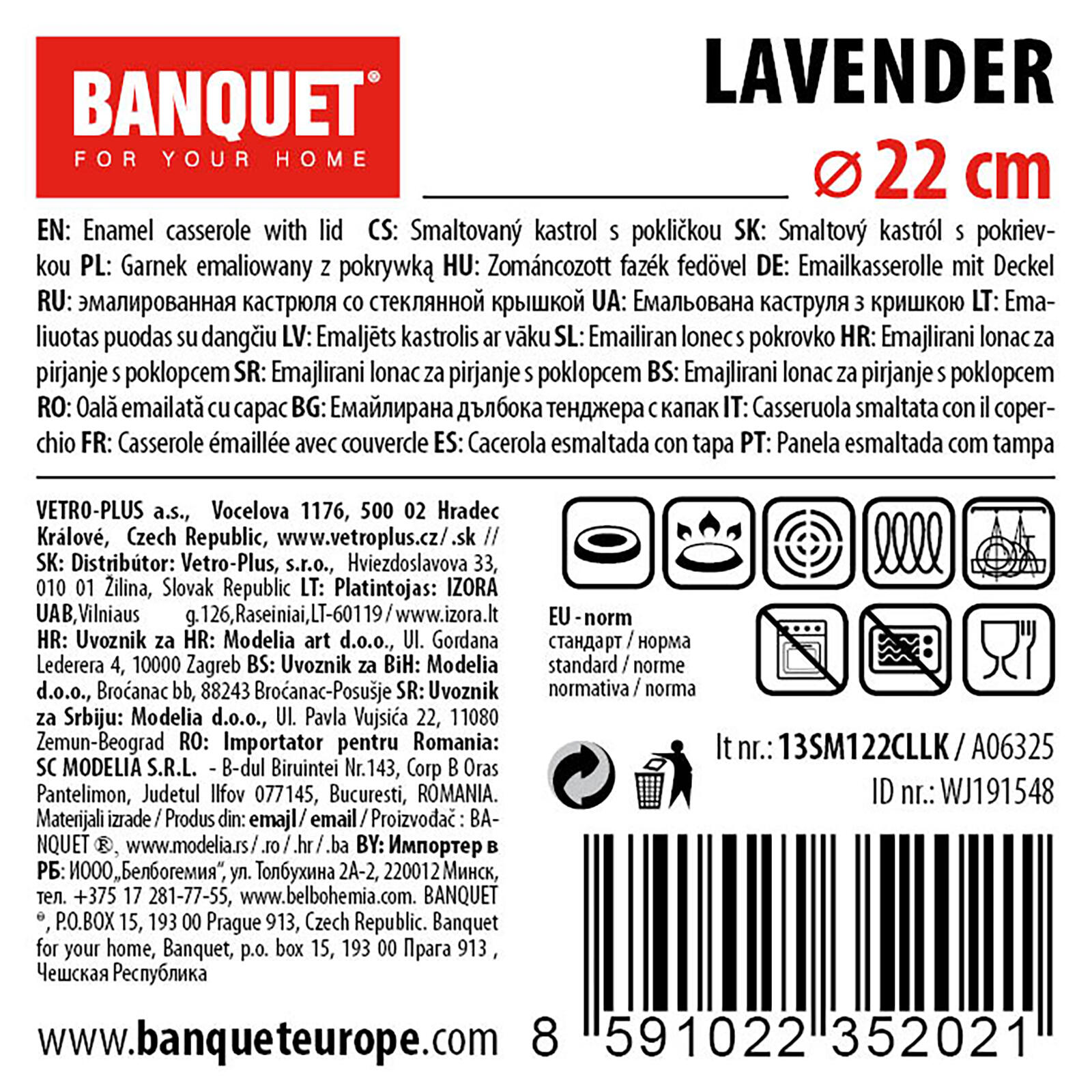 kastrol LAVENDER 22cm 2,9l s poklicí 0.88 Kg MTA MAXMIX Sklad14 325797 8591022352021