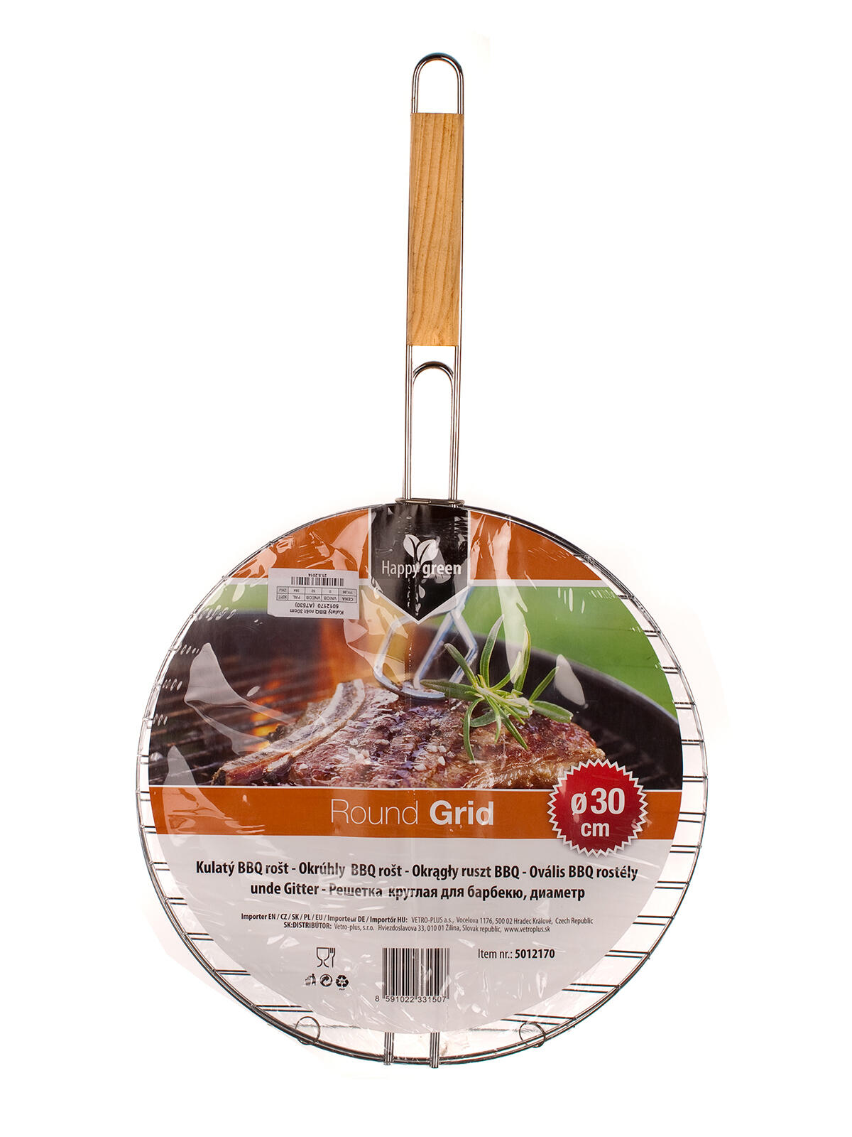 mřížka opékací kulatá pr.30cm BBQ, dřev. rukojeť 0.55 Kg MTA MAXMIX Sklad14 368676