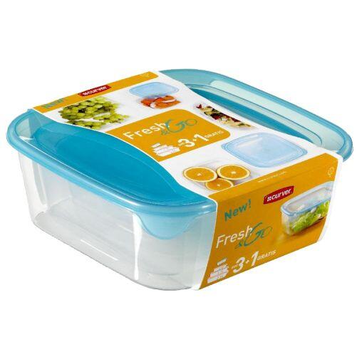 dóza FRESH&GO čtverc. sada 4díl. (0,25+0,8+1,7+2,9l) PH 0.38Kg MAT MAXMIX Sklad14 270064