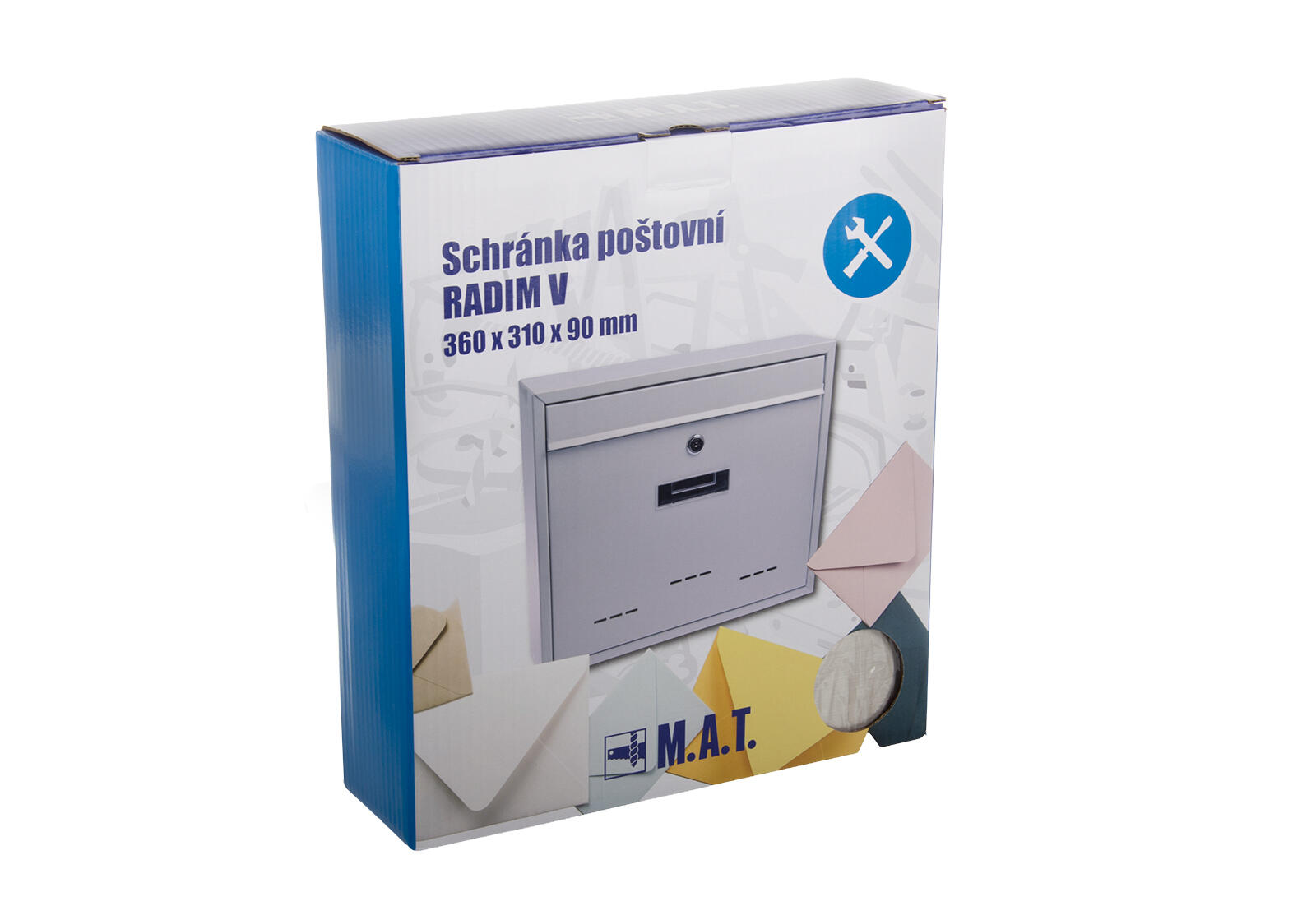schránka pošt.RADIM V 360x310x90mm, zadní vhoz, nerez 2.1 Kg MTA MAXMIX Sklad14 523917 8590419529145