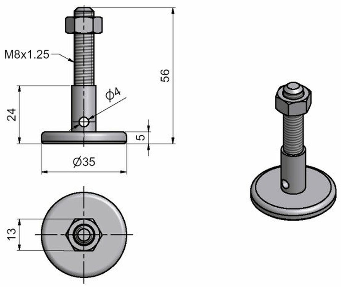 šroub regulační 35mm Zn MO    (10ks) 0.58 Kg MTA MAXMIX Sklad14 479105