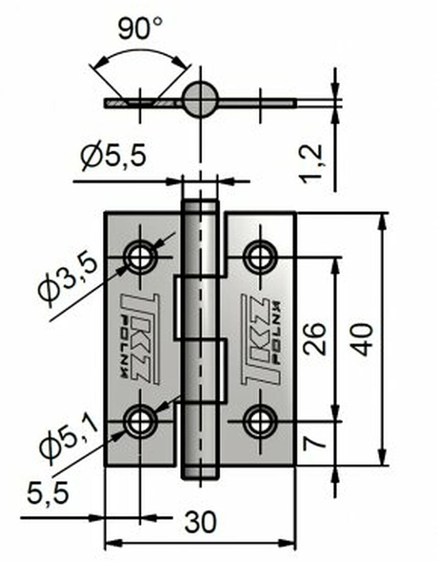 závěs dveřní 40mm KZ Zn MO         (50ks) 0.83 Kg MTA MAXMIX Sklad14 479191