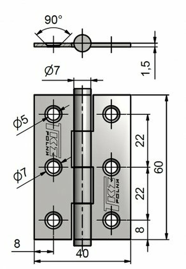 závěs dveřní 60mm KZ Zn MO         (20ks) 0.82 Kg MTA MAXMIX Sklad14 479201