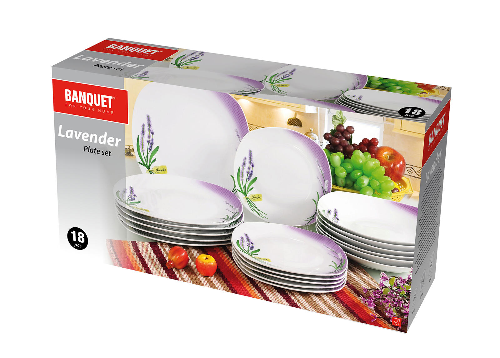 sada jídelní LAVENDER square 18díl. porcelánová 7.58 Kg MTA MAXMIX Sklad14 368962